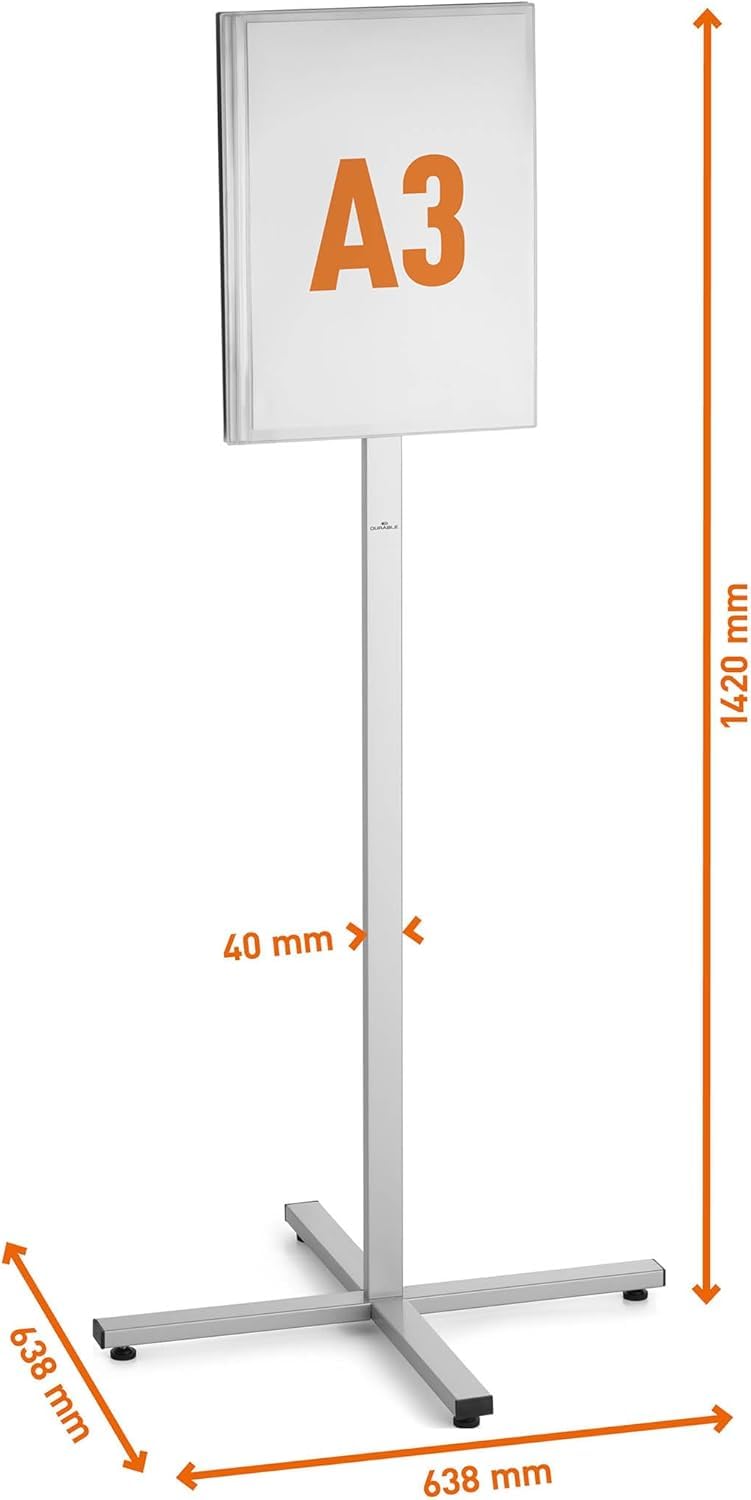Durable Supporto per informazioni OUTDOOR A3, incl. 2 tasche magnetiche impermeabili, resistenti alle intemperie e stabilizzate UV, antracite/grigio, 502957