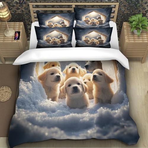 Housse de Couette Chiots Mignons 3D Imprimé en Microfibre Durable et Haute Définition - 5