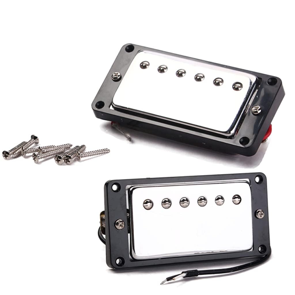Juego de pastillas Humbucker para guitarra eléctrica, cuello de doble bobina y pastillas de puente compatibles con guitarra estilo Les Paul LP, cromada