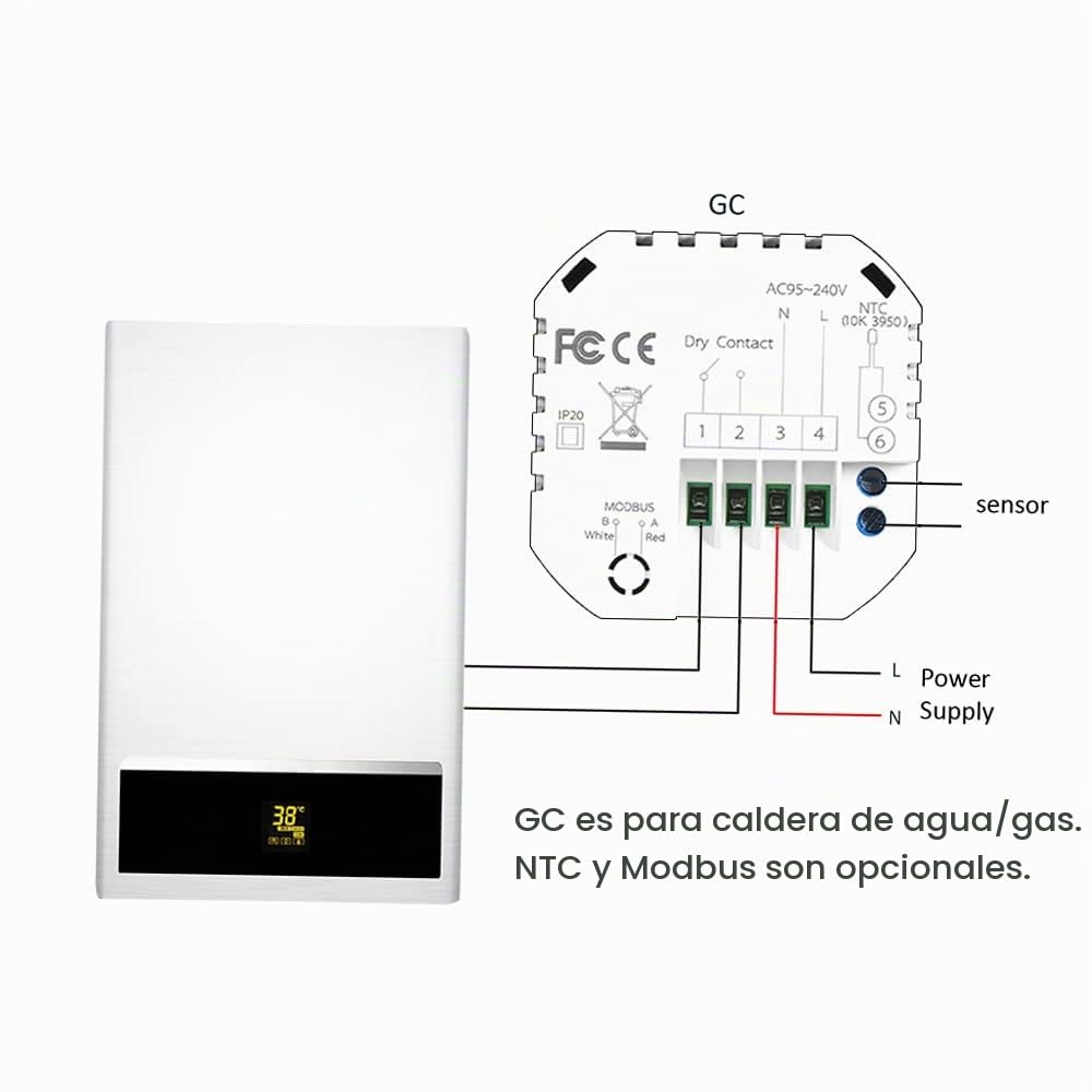 Kavolet Termostato programable Inteligente WiFi para Caldera de Agua/Gas, con índice UV/Pantalla de Humedad/función de Bloqueo, Control de aplicación de Voz