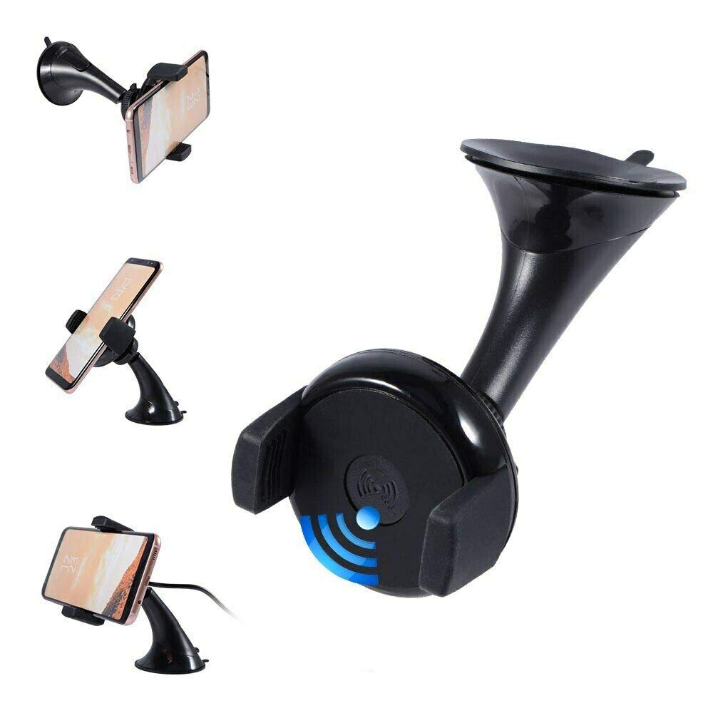 Nordecco Qi Wireless Fast Charger Car Dash, Vent & Windscreen Mount Holder Stand For Compatible Samsung/iPhone 8 8 Plus iPhone X Xs Xr 11 11 Pro 11 Pro Max