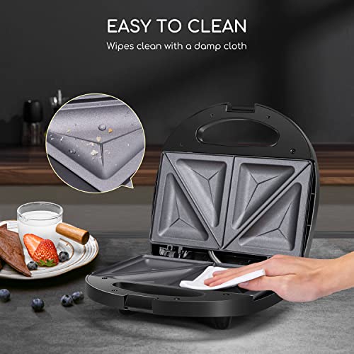 Aigostar 2In1 Sandwich Maker Panini Press Grill With Nonstick Plates, Double-Sided Heating Electric Sandwich Press Grill, Breakfast Sandwich Toaster Grilled Cheese Maker Snacks With Easy Cut Edges #TOP4