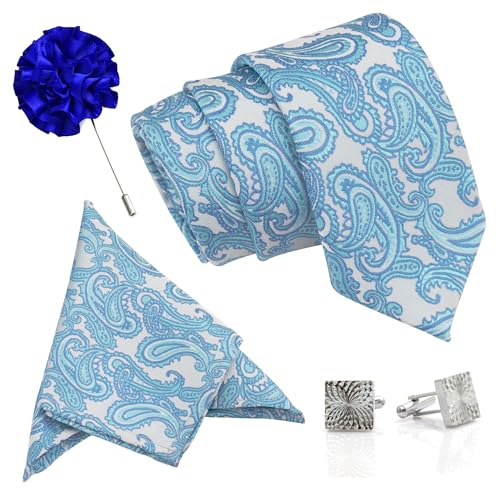 To The Nines Men's Jacquard Tie, Pocket Square, Cufflinks & Lapel...
