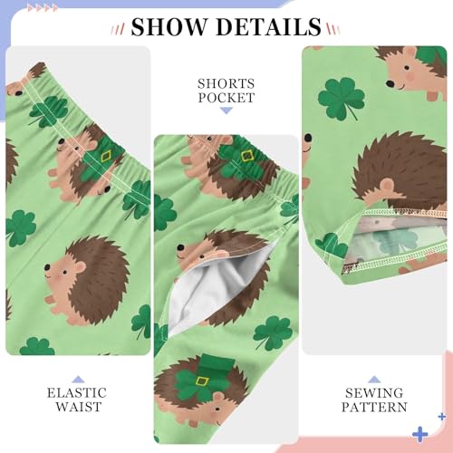 Hedgehog Cute Clover Pattern Pajama Pants Lounge Sleep Pants Elastic Waist Long Pajama Bottoms with Pockets for 6-14 Years4