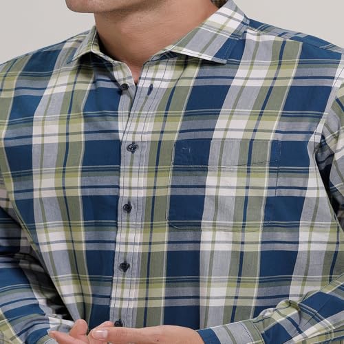 Image of BASICS 100% Cotton Checked Shirt for Men | Slim Fit | Everyday Smart Casual Wear | Full Sleeve