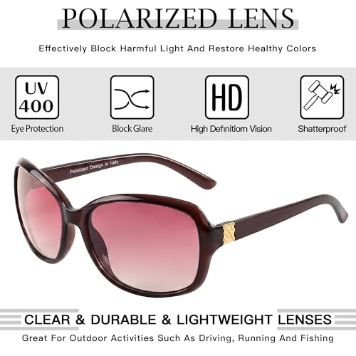 Image of SIPHEW Polarized Sunglasses for Women | UV400 Protection | Vintage Sun Glasses,Wraparound Shade,Lightweight & Comfortable,Big Sunnies eyewear,Driving,Outdoors