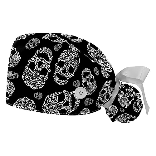 Cappellini da lavoro réglables VERED motif crânes avec bandeau anti-transpiration