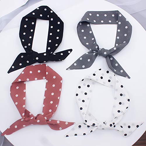 6Pcs Creative Small Dot Pattern Bag Handbag Handle Ribbon Scarf Hair Head Band Neck Scarf Neckerchief Fashion Gifts2