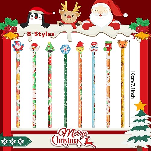 CCINEE 80 Pcs Christmas Pencils con borradores festivos miniatura 2