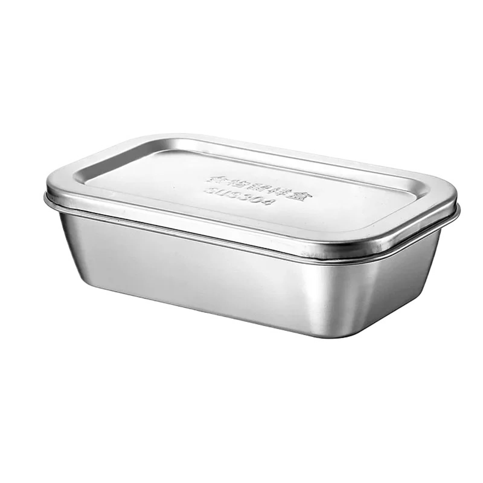 Fiambrera de acero inoxidable con tapa, contenedor rectangular para alimentos y organizador
