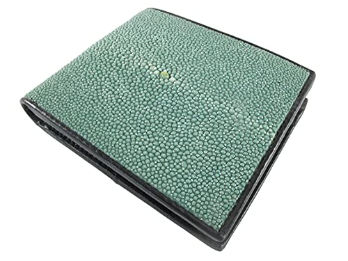 Pelgio Genuine Stingray Shagreen Skin Leather Bifold Wallet (Natural, Black) #TOP19