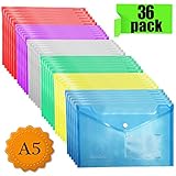 Paquete de 36 carpetas de plástico cortadas A5 en colores brillantes (rojo, transparente, verde, amarillo, azul púrpura); Paquete de 36 carpetas plastico a5 para carteras PCS en 6 colores Clearview combinados, 6 piezas por cada color. similar a los diversos colores que se encuentran en la bolsa, se trincan entre sí.