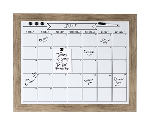 Designovation Beatrice Framed Magnetic Dry Erase Monthly Calendar, 23X29, Rustic Brown #TOP2