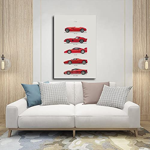 Ferrari Poster Walls Canvas Car Posters Wall Art Canvas For Boys Room Banner For Mancave Garage Bedroom Or Dorm Framed Poster Vintage Unframe-Style 12X18Inch(30X45Cm) #TOP4
