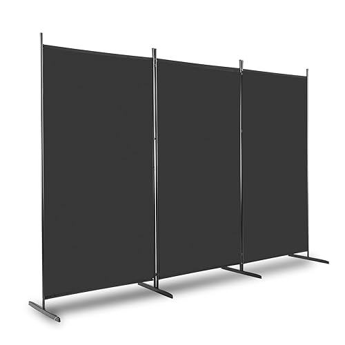 3 Panel Room Divider, 6FT Room Dividers Free Standing, Portable Folding Privacy Screen Wall Room Partition Separator for Living Room, Bedroom, Dining Room, Office, Restaurant, Hospital (Black)