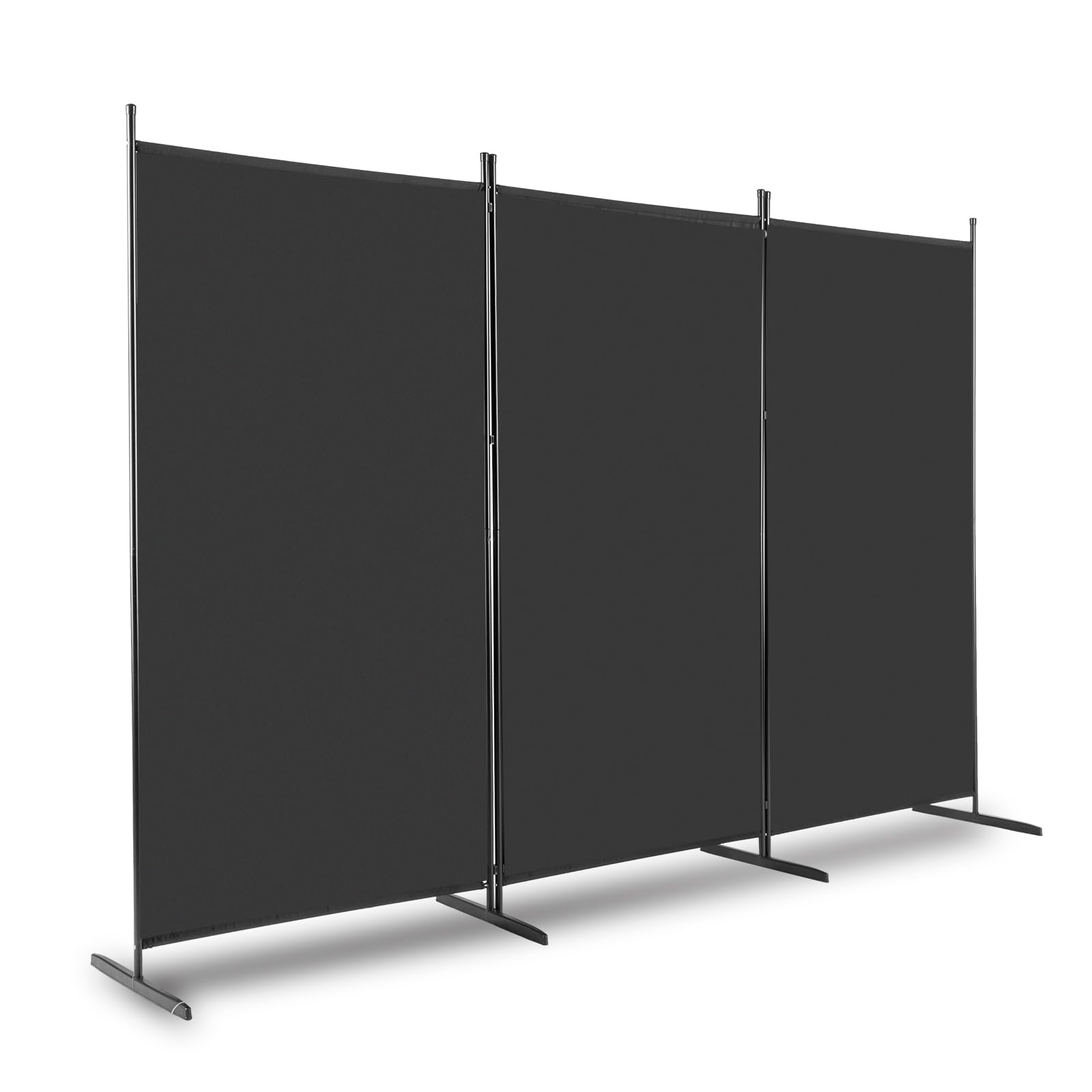 Indoor Room Divider, Folding Privacy Screen, Portable Partition Separator Freestanding (Black, 3 Panel: 260 x 182cm)