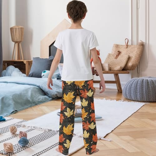 Boy's Pants Leavf Musical Note Jogger Pants Elastic Waist Long Bottoms Trousers with Pockets 6-14 Years3