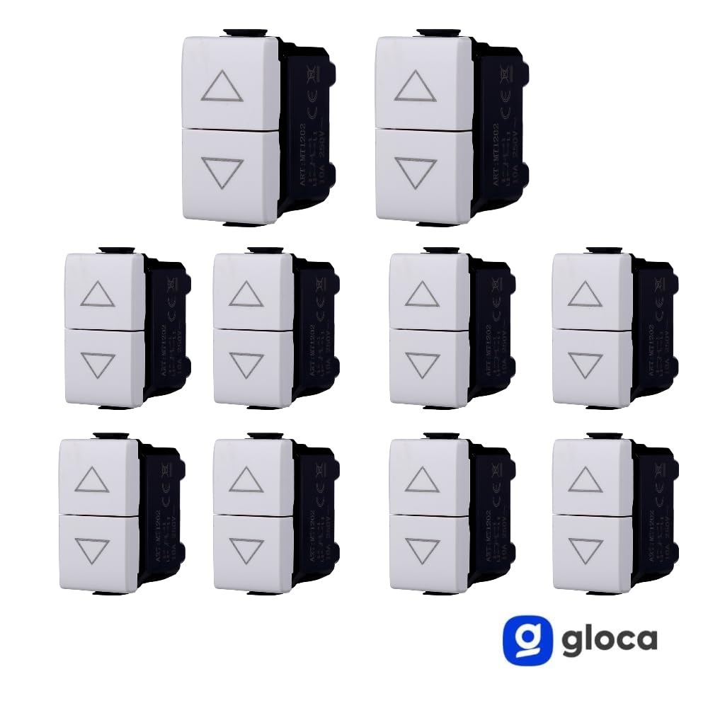 gloca Set 10 Pulsanti Doppi Saliscendi 1P+1P 10A 250V Compatibili Con Serie Matix