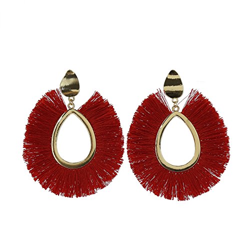 Preisvergleich Produktbild FASHIONGEN - Damen Lange Quaste Fransen Ohrringe, AMBER - Rot