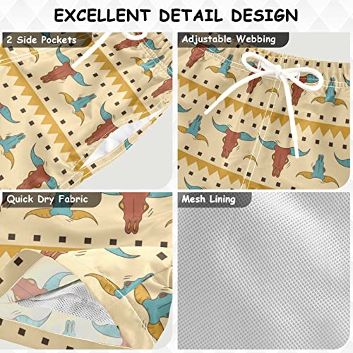 visesunny Summer Boy's Beach Shorts Quick Dry Soft Drawsting Swim Trunks Texas Cowboy Wild West Art Baby Boy Bathing Suit with Pockets3