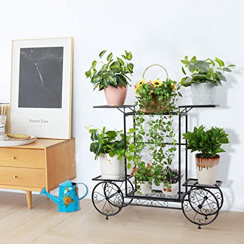 Unho Metal Plant Stand Indoor: 6 Tier Garden Cart Flower Planter Pot Holder Parisian Style Wrought Iron Display Shelf Rack Decorating Garden Home Patio Condo Porch #TOP2