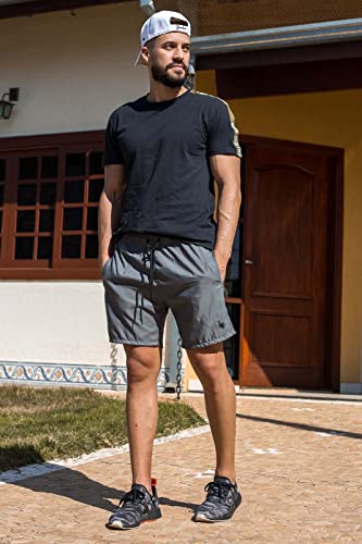 Shorts Masculino Esporte Treino Academia Com Bolsos Laterais 0402 COR:CINZA;Tamanho:G