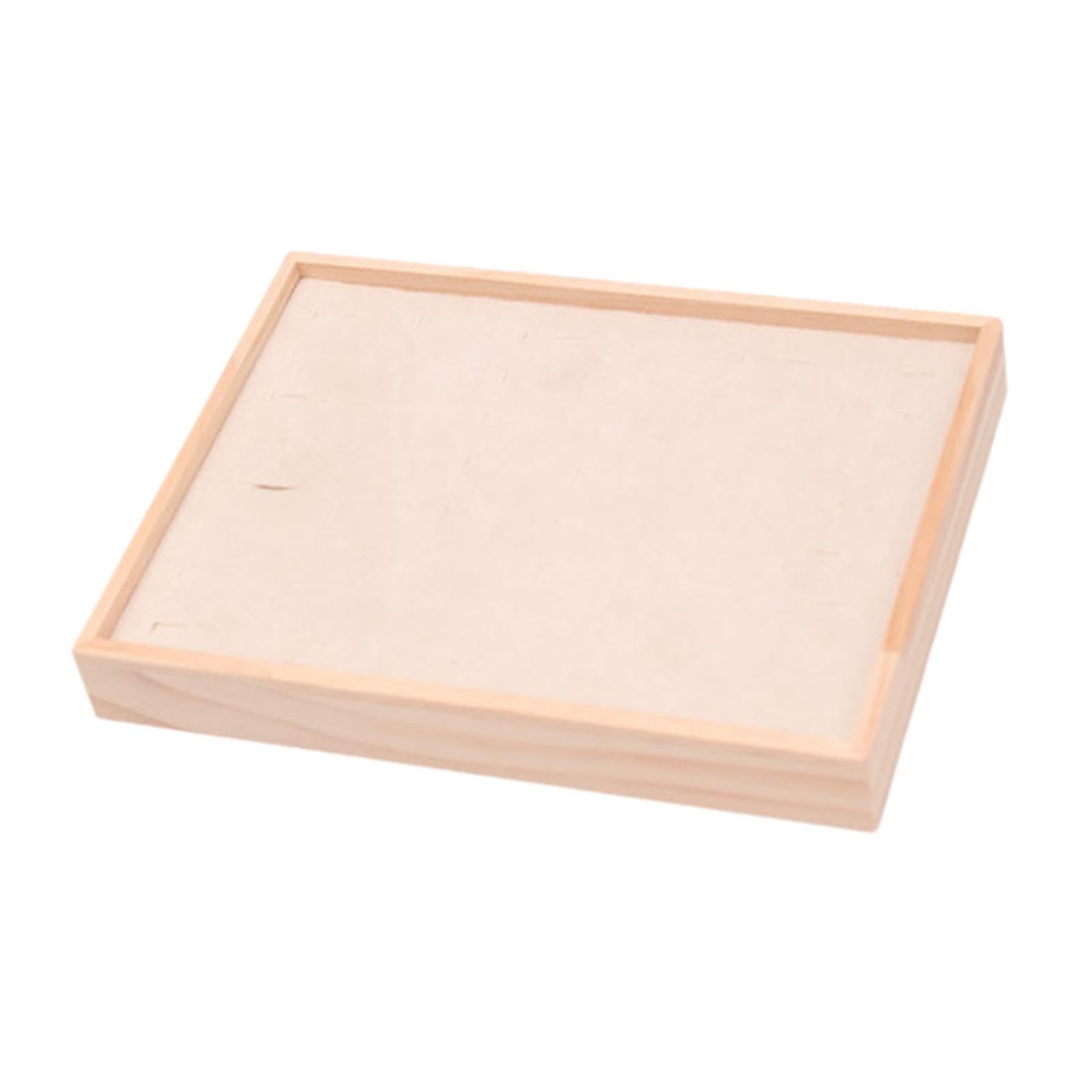 TWISAXC Decorative Jewelry Storage Tray Contemporary Wood Rings And Jewelry Organizational Elegance Sturdy Rings Tray Is Made Of Solid Wood Organizer Display, Beige Velvet, 24x18x3cm
