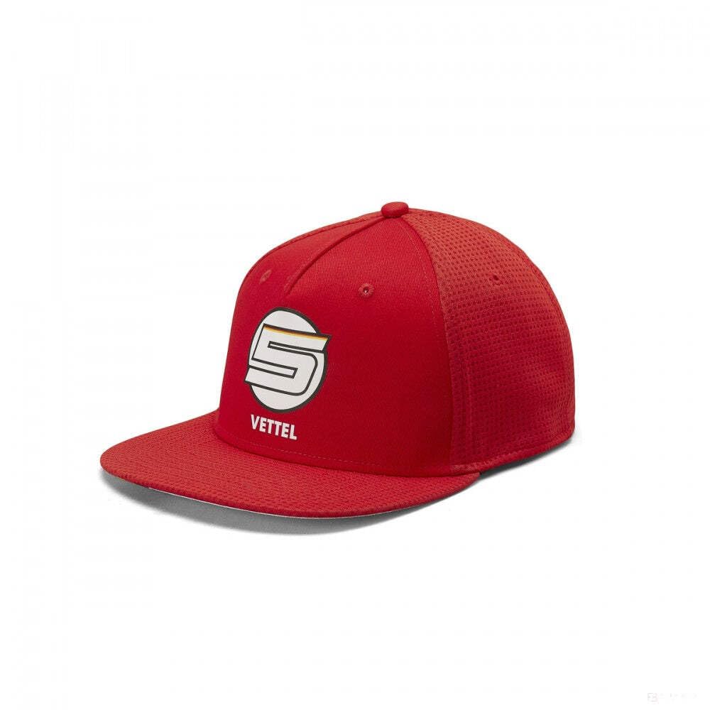 Official Formula 1 Merchandise - Scuderia Ferrari 2019 F1 - Sebastian Vettel 5 Flat Brim Cap - Red