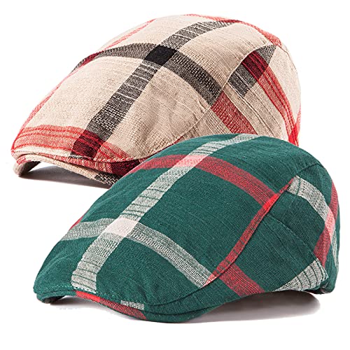 Image of LADYBRO 2-Pack Unisex Flat Cap Newsboy Hats for Men Women Casual Adjustable