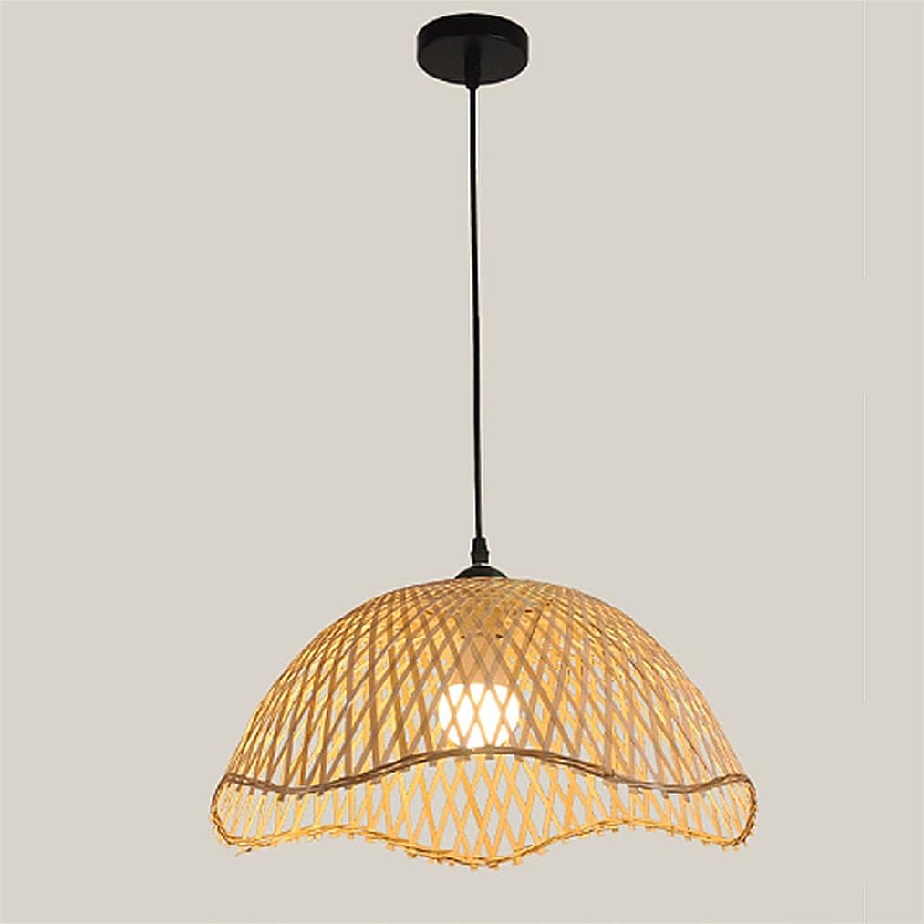 Suspension en bambou tressé luminaire rustique réglable style asiatique bois naturel