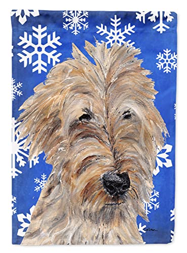 Drapeau Goldendoodle de grande taille décor d'hiver flocon bleu - 2