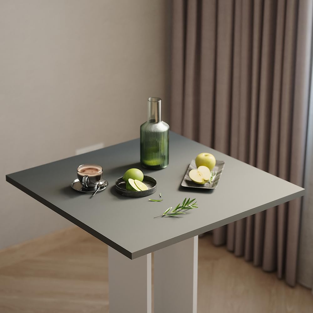 Vicco Mesa de Comedor Repose, Blanco/Antracita, 65 x 65 cm