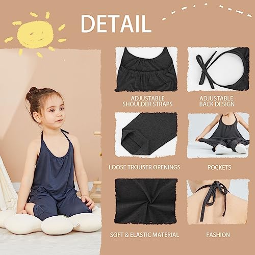 Darkyazi Baby Summer Jumpsuits For Girls Kids Cute Backless Harem Strap Romper Jumpsuit Toddler Pants Size 2-8Y (5T, Black) #TOP5