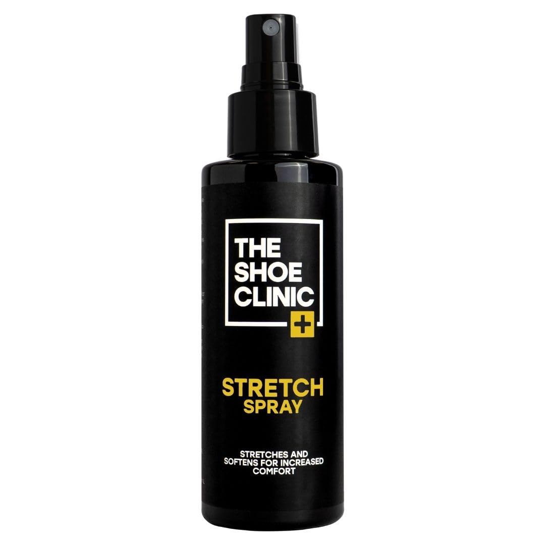 Shoe Clinic Espray ensanchador de zapatos | Para estirar y suavizar | Apto para cuero, ante, nobuk y lona | Ayuda a dar de sí el calzado rígido o estrecho | Alivia los puntos de presión | 125 ml