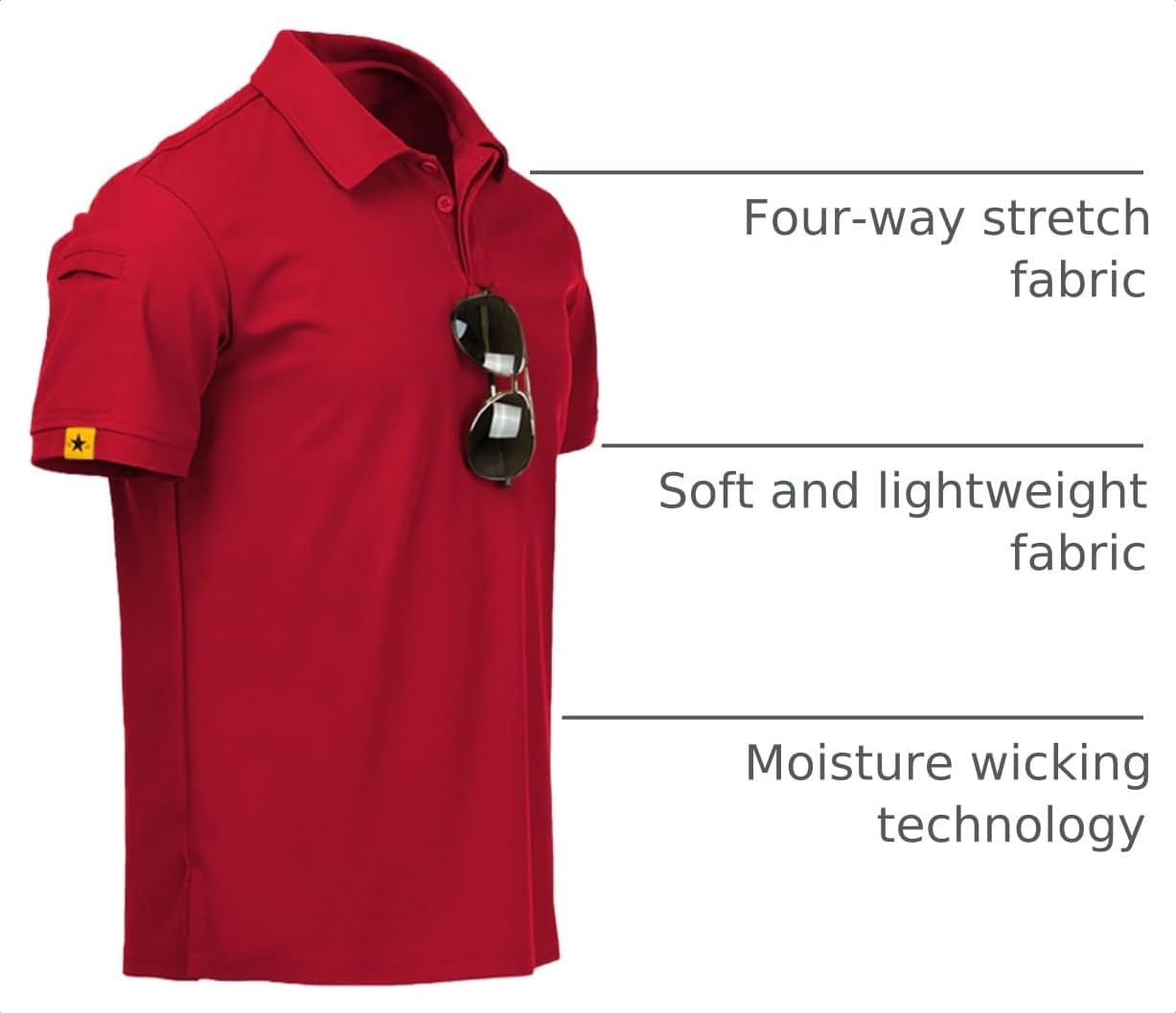  Mens Polo Shirt Short Sleeve Moisture Wicking Athletic Golf Polos thumbnail