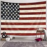 4th of July Tapestry, Patriotic Independence Day American Flag Tapestry Wall Hanging, Retro Stars an