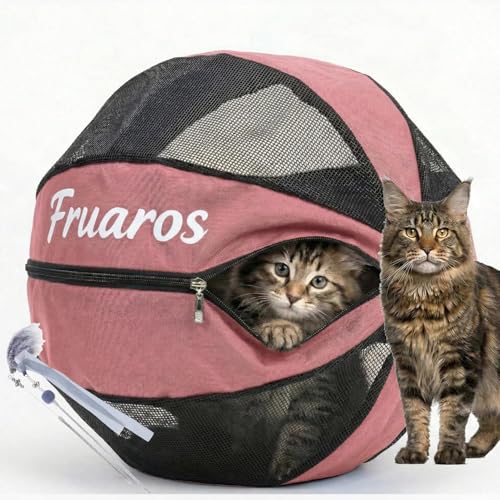Fruaros Outdoor Cat Exercise Ball 2.0 Breathable Interactive Rolling Toy for Indoor & Outdoor Play Durable Lightweight Cat Play Ball for Exercise & Enrichment Pink