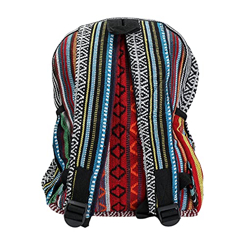 Small Cotton Stripe Hemp Backpack, Hemp Backpack, Traveling Backpack, Nepali Backpack, Himalayan Backpack, Small 13" Bag (Bg-001-Sm) #TOP4