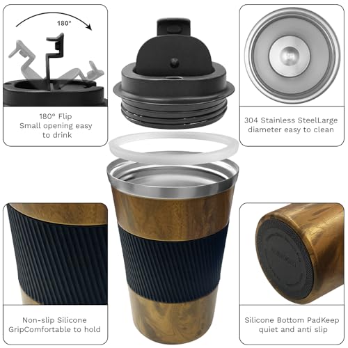Image of Insulated Travel Coffee Mug, Stainless Steel Coffee Cup with Leakproof Lid | Double-wall insulation keeps drinks hot or cold for hours, with a leakproof lid and portable stainless steel design