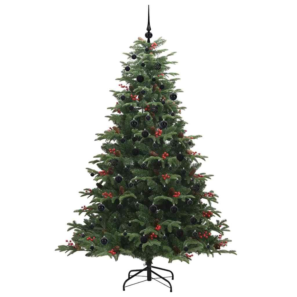 Árbol de Navidad artificial verde 210 cm, 300 ledes de luz blanca cálida, 8 modos, PVC y metal, plegable, para interior y exterior para decoración festiva