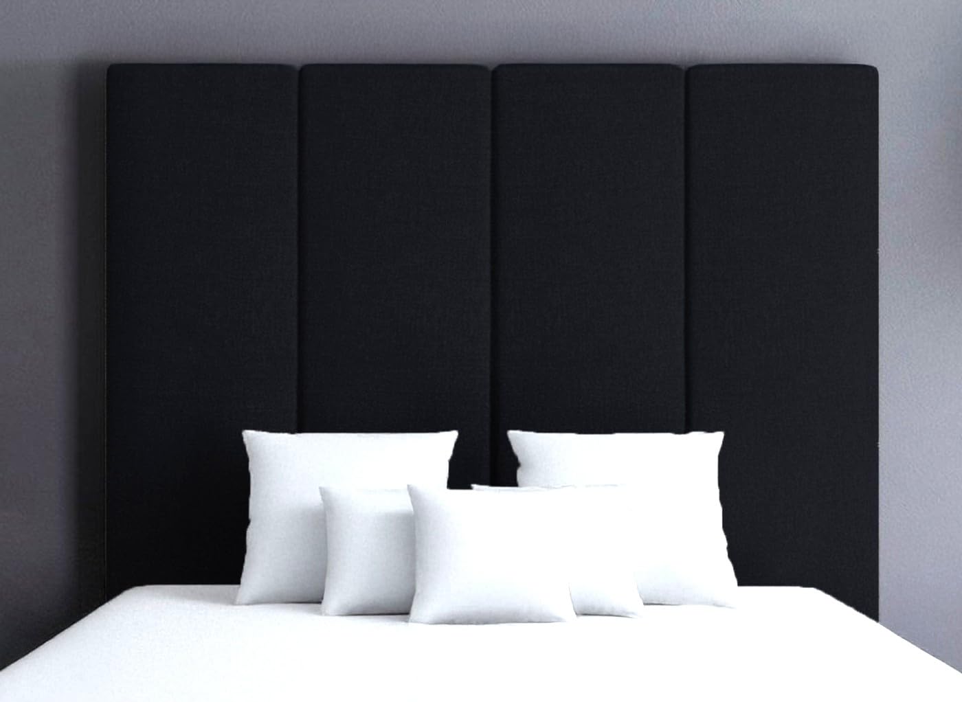 LUXURY TASSY HEADBOARD IN TURIN FABRIC - STYLISH BED HEADBOARDS - 3FT SINGLE | 4FT6 DOUBLE | 5FT KING-SIZE | 6FT SUPER KING SIZE - 30" HEIGHT (BLACK, 5FT KING SIZE)