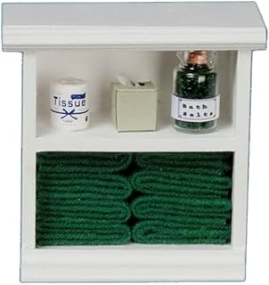 Town Square Miniatures Dolls House Miniature Furniture Small Shelf Unit & D Green Bathroom Accessories