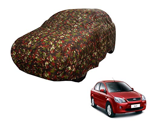 Image of Auto Hub Car Cover Compatible with Ford Ikon with Weather Proof, Triple Stitched, Ikon Car Cover Jungle Look