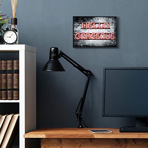 Image of 'Fashion Designer Hello Gorgeous Neon Light'| Framed Giclee Art | Stupell Industries | Black, 14 x 11 Inches, Easy to Hang and Sturdy, Made in USA, by Amanda Greenwood