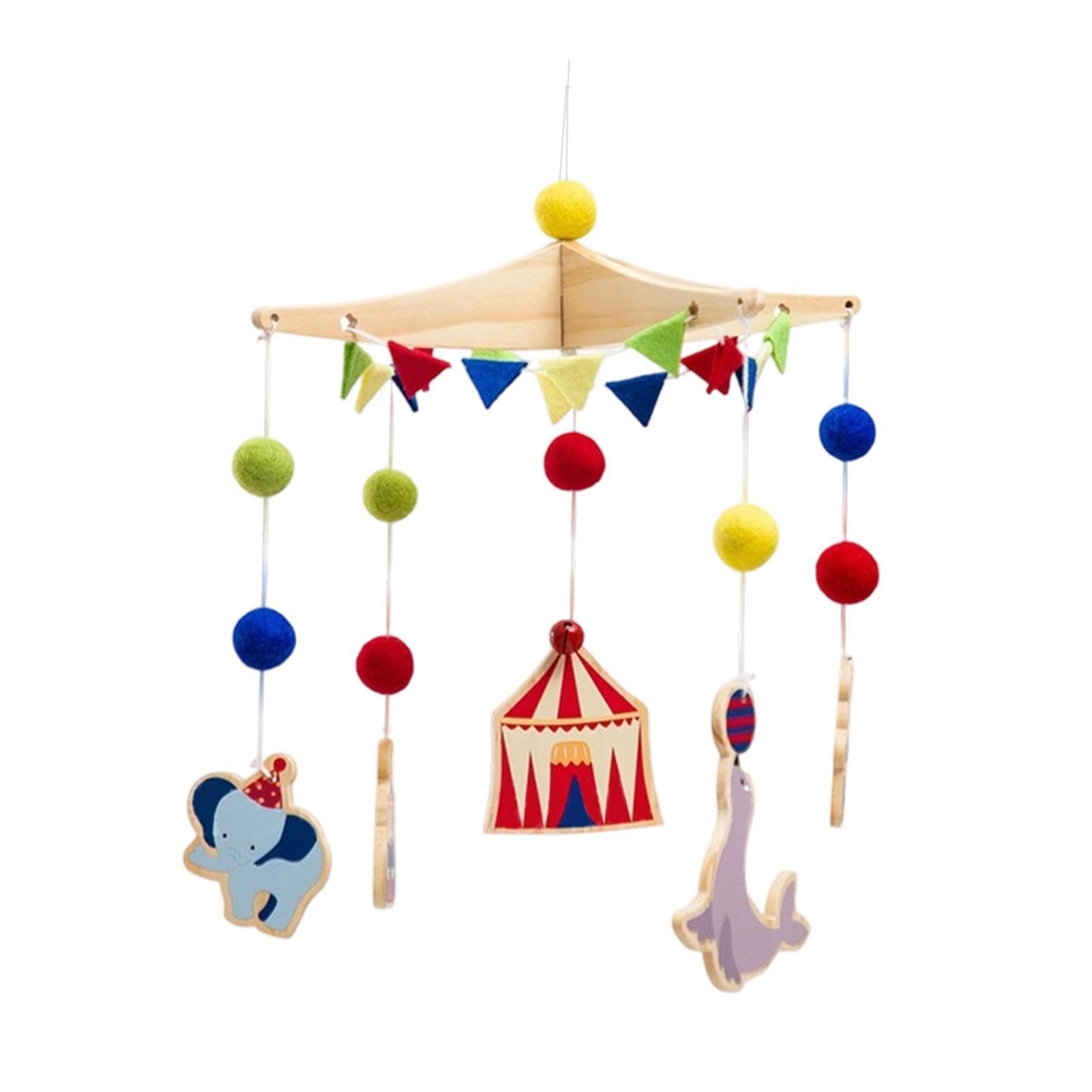 Giostrina musicale per culla, motivo circo con animali, per la cameretta dei bambini, per la casa, per attività sensoriali per bambini, passeggino da viaggio e oggetti di scena per foto
