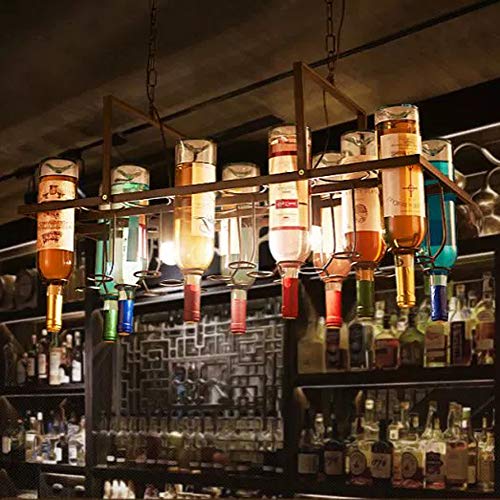 Eapmic Vintage Industrial Wine Bottle Chandelier Island Bar Restaurant Droplight Antique Hanging Square Wine Bottle Pendant Lamp E27 Wine Bottle Holder For Bar Cafe Loft Restaurant Kitchen thumb #1