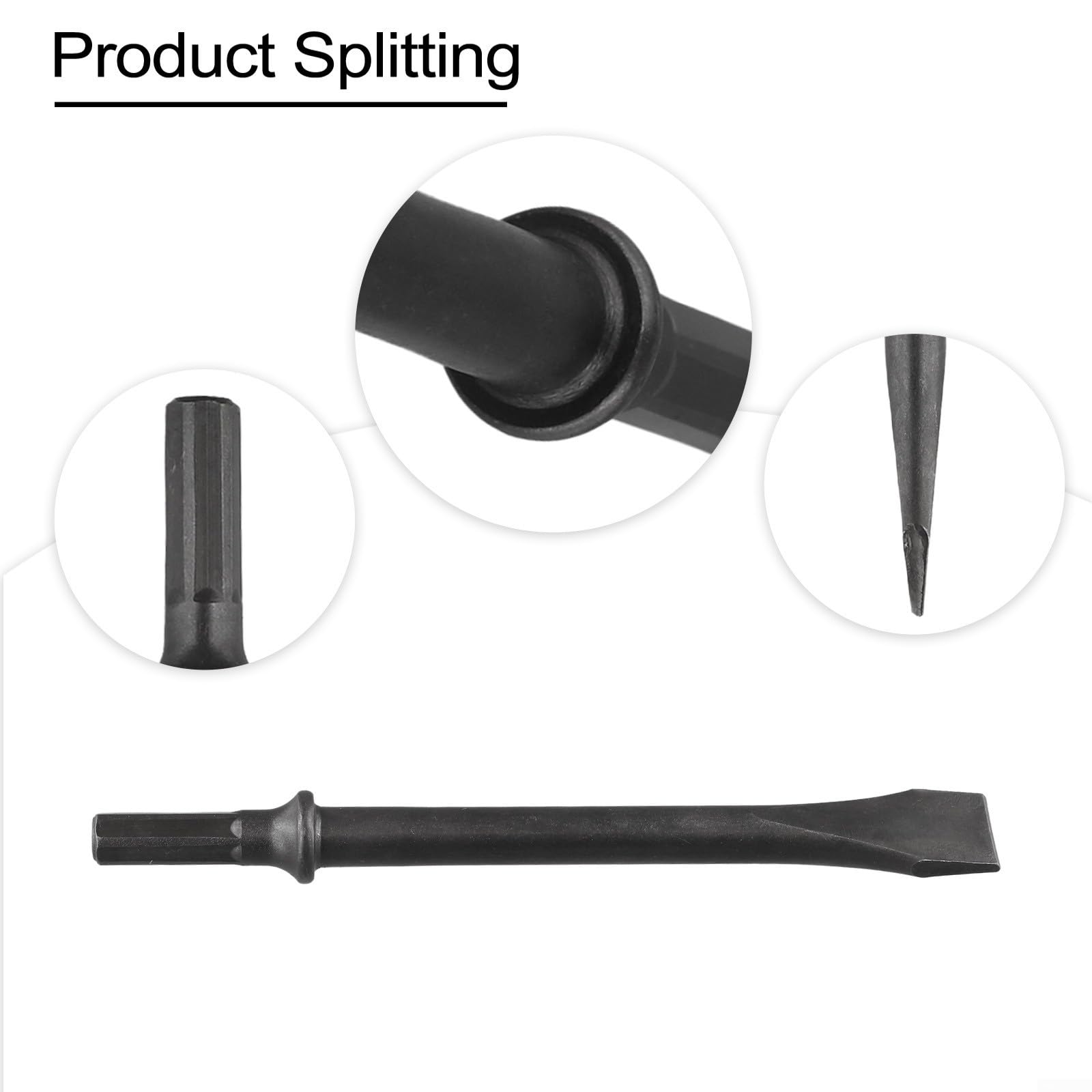 Scalpello per martello pneumatico resistente, 175 mm, in acciaio, con codolo esagonale, per la rimozione di piastrelle e bulloni, materiali corrosi in edilizia (scalpello piatto)