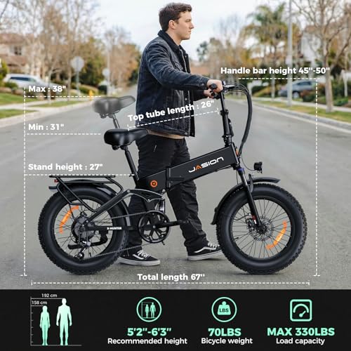 Image of Jasion X Hunter /PRO Electric Bike for Adults,1800W /1400W Peak 20''Fat Tire Foldable Ebike,Folding E Bike Up to 80 /70 Miles Range,720 /624WH Removable Battery,30 MPH E Bike,Certified by UL2849