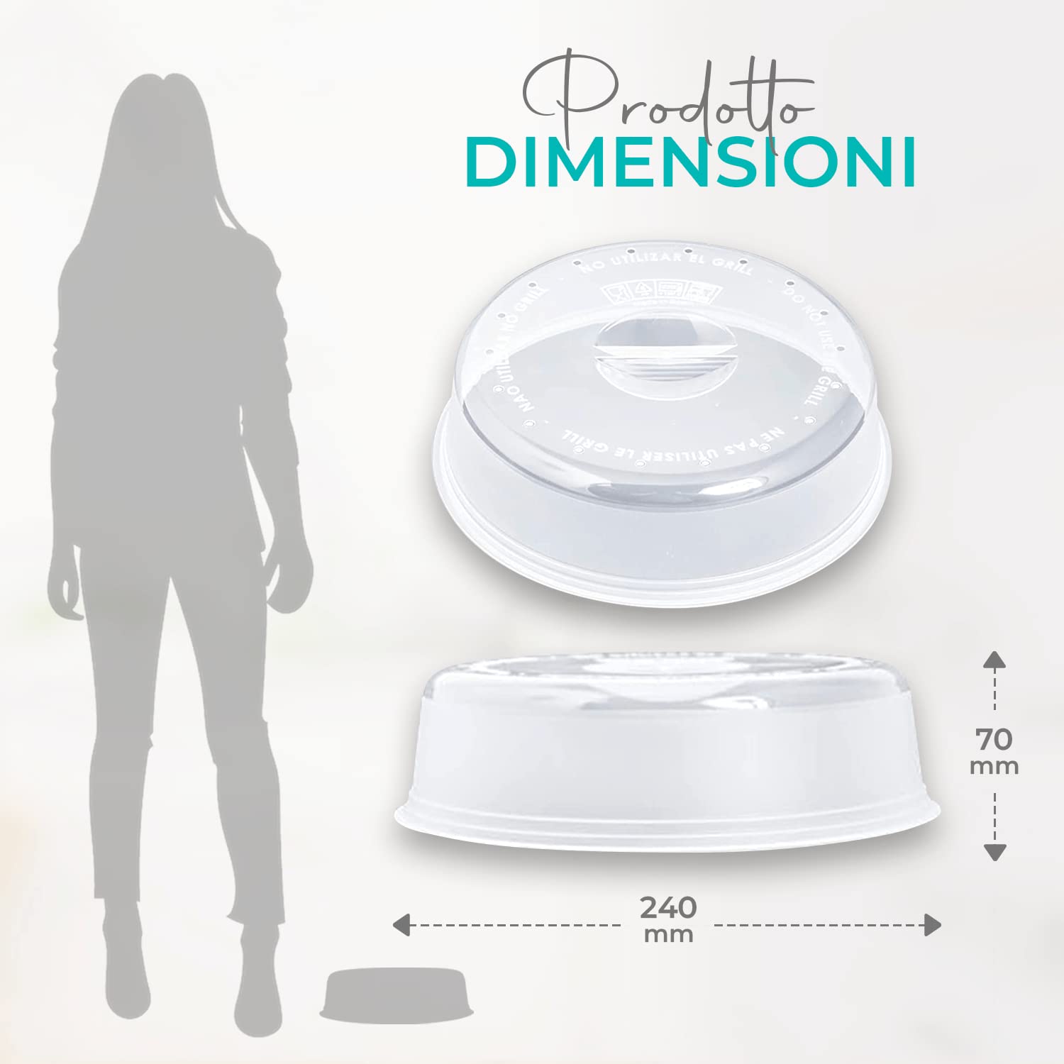 Coperchio Microonde Antischizzo - 2 Pezzi, Diametro 24 Cm, Senza BPA, Lavabile In Lavastoviglie