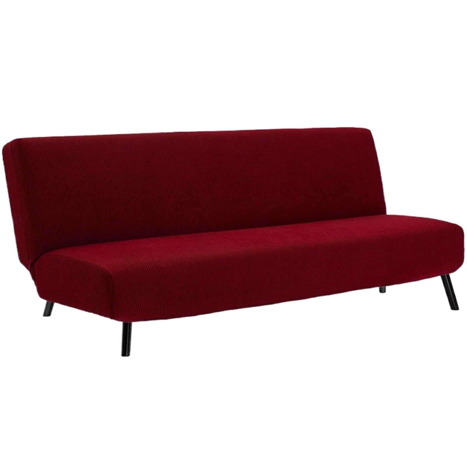 GCYEIDMA Armless Sofa Slipcover Armless Sofa Bed Slipcover Couch Cover Without Armrests Stretch Folding Futon Elastic Removable(Wine red,M 160-190cm)